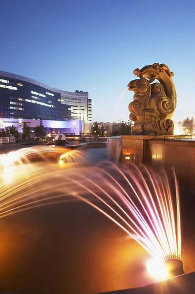 Fountain at dusk, Astana, Kazakhstan