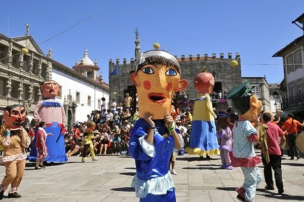 Traditional big-headed masks of Minho at the historical centre of Viana do Castelo