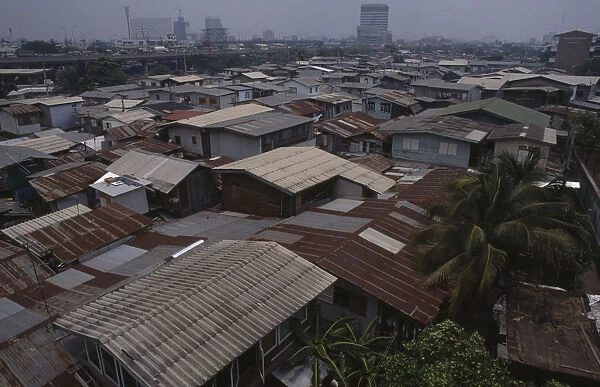 10000519. THAILAND Bangkok Klong Toey View over the rooftops of slum housing area