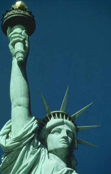 10026310. USA New York State New York Cropped shot of Statue of Liberty detailing head