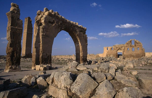 10127700. TURKEY Harran Ulu Camii General view of ruined archway and building