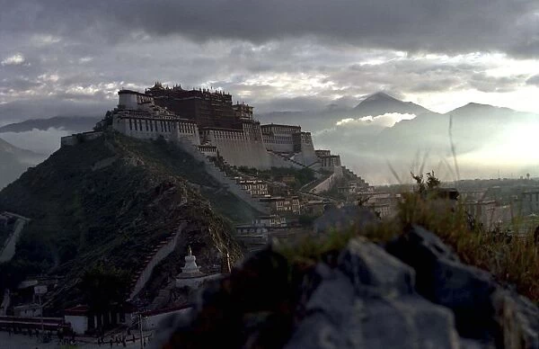 20046241. CHINA Tibet Lhasa View toward the hilltop Potala Palace seen in evening light