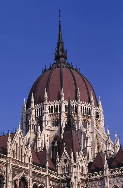 20081448. HUNGARY Budapest Domed roof and exterior facade of Parliament building