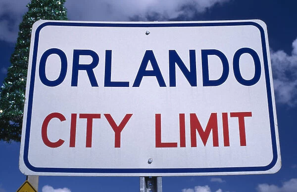 20083360. USA Florida Orlando Orlando City Limit Road Sign