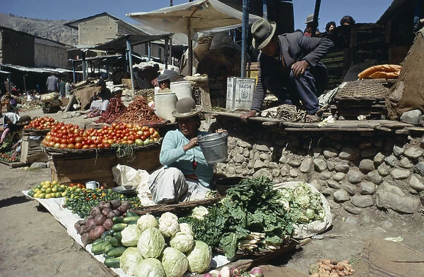 BOLIVIA, La Paz Vegetables on sale at market