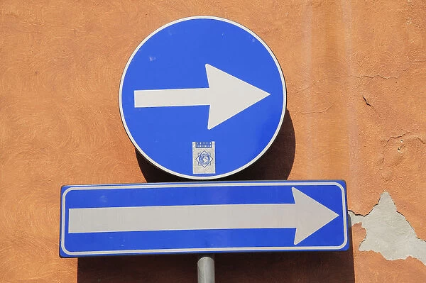 Italy, Veneto, Lake Garda, one way road sign
