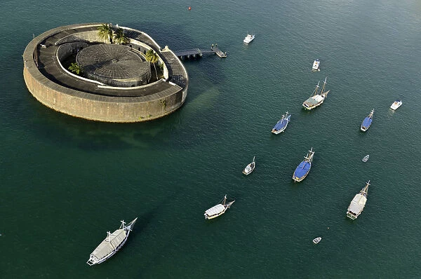 An aerial shot shows Sao Marcelo Fort in Salvador, in the northern state of Bahia