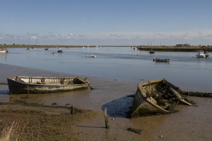 Framed Print : Abandoned boats on the mud flats of the River Ore near Orford, Suffolk. Orford ness on the right Framed Print : Abandoned boats on the mud flats of the River Ore near Orford, Suffolk. Orford ness on the right