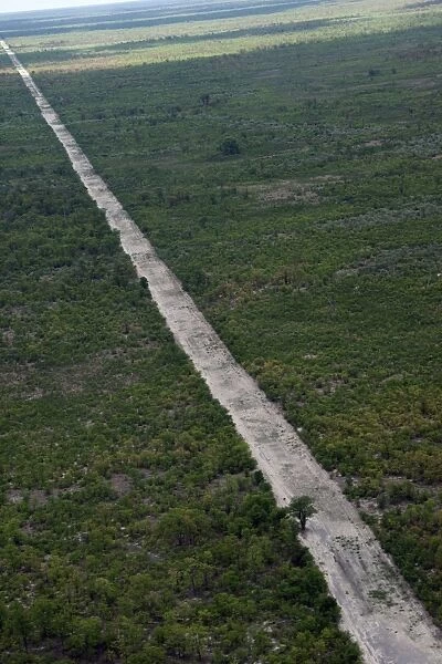 Aerial view of boundary line running through Okavango Park