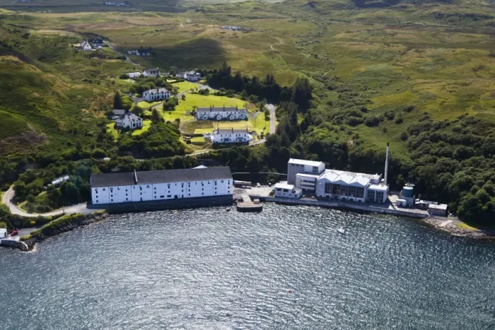 Framed Print : Aerial view of coastline with village and whisky distillery, Caol Ila Distillery, Sound of Islay, Isle of Islay Framed Print : Aerial view of coastline with village and whisky distillery, Caol Ila Distillery, Sound of Islay, Isle of Islay