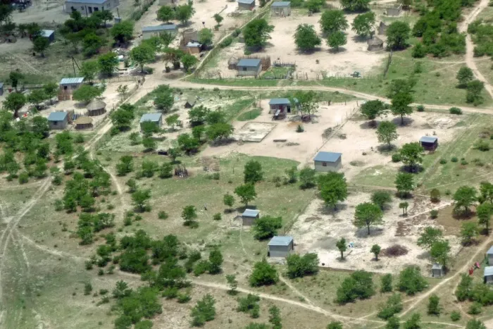Framed Print : Aerial view of rural settlement, Maun, Ngamiland, Botswana