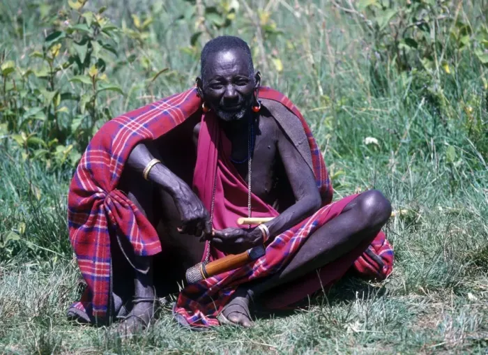Framed Print : Africa Tanzania People. Elderly Masai Man with tobacco box, Tanzania Framed Print : Africa Tanzania People. Elderly Masai Man with tobacco box, Tanzania