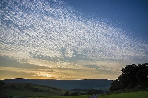 Altocumulus Mackerel Sky at sunset, Whitewell, Lancashire, England, August