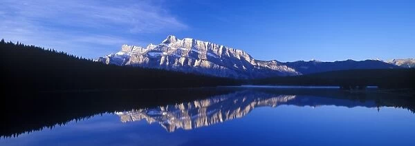 America-Nth - Canada Fairholme Mountain Range reflected in Two Jack Lake, Banff National Park, Canada