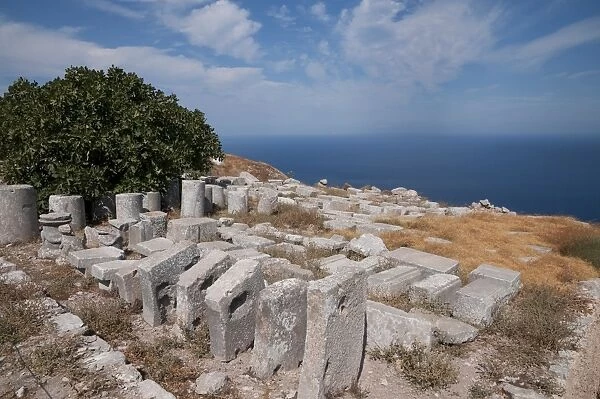 Ancient city ruins, Ancient Thera, Mesavouno, Santorini, Cyclades, Aegean Sea, Greece, September