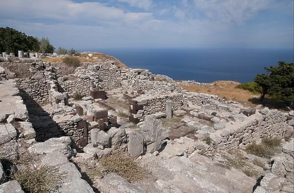 Ancient city ruins, Ancient Thera, Mesavouno, Santorini, Cyclades, Aegean Sea, Greece, September