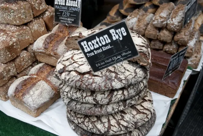 Framed Print : Artisan rye bread for sale at city market, Borough Market, Southwark, London, England, April Framed Print : Artisan rye bread for sale at city market, Borough Market, Southwark, London, England, April