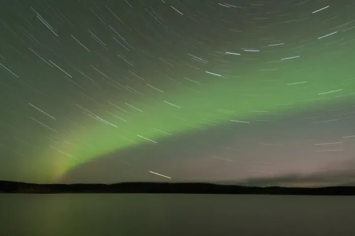 Framed Print : Aurora Borealis and star trails over lake at night, Muonio, Lapland, Finland, September Framed Print : Aurora Borealis and star trails over lake at night, Muonio, Lapland, Finland, September