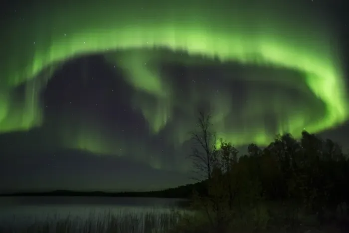 Framed Print : Aurora Borealis and stars over lake at night, Muonio, Lapland, Finland, September Framed Print : Aurora Borealis and stars over lake at night, Muonio, Lapland, Finland, September