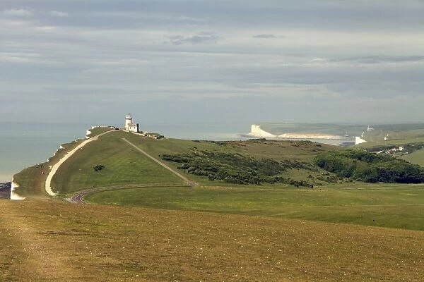 Beachy Head looking west over the old Belle Tout lingthouse. This is a chalk headland on the south coast of England
