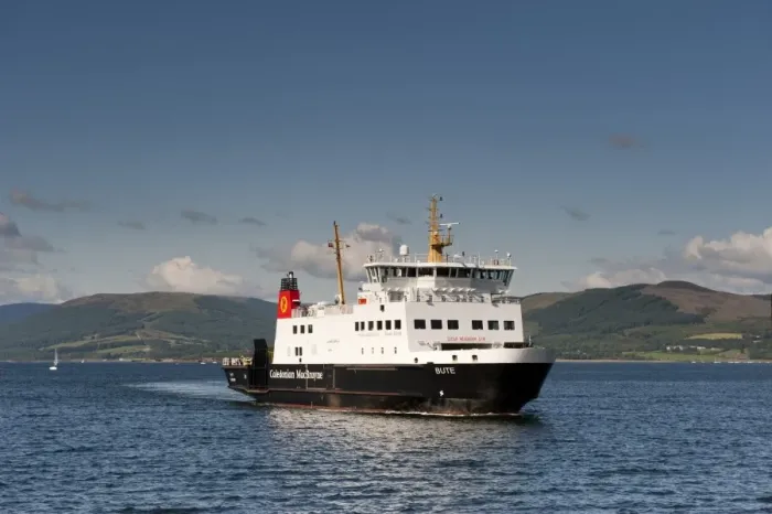 Framed Print : Caledonian McBrayne ferry coming into port, Isle of Bute, Firth of Clyde, Argyll and Bute, Scotland, august Framed Print : Caledonian McBrayne ferry coming into port, Isle of Bute, Firth of Clyde, Argyll and Bute, Scotland, august