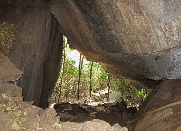 Cave entrance in hills, Shai Hills, Greater Accra Region, Ghana, February