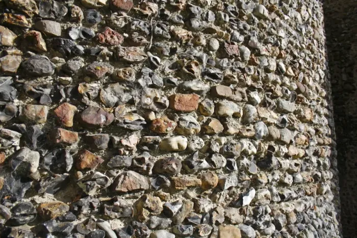 Framed Print : Close-up of flint walls of Norman round-tower, largest Norman round-tower in country, St Framed Print : Close-up of flint walls of Norman round-tower, largest Norman round-tower in country, St