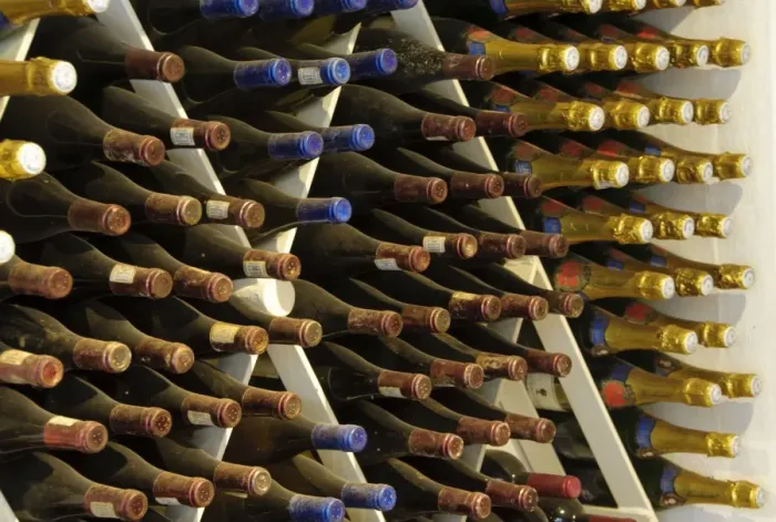 Framed Print : Close-up of wine bottles stored in cellar, Boschendal Vineyard, Franschoek, Western Cape, South Africa Framed Print : Close-up of wine bottles stored in cellar, Boschendal Vineyard, Franschoek, Western Cape, South Africa