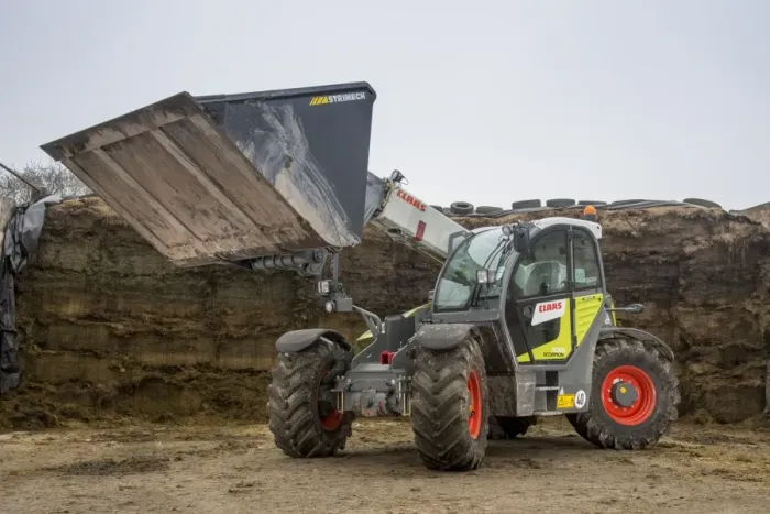 Framed Print : Cls Scorpion 7055 telehandler, at silage clamp, Preston, Lancashire, England, March Framed Print : Cls Scorpion 7055 telehandler, at silage clamp, Preston, Lancashire, England, March