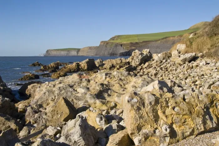Framed Print : Coastline with geological rock formations and Kimmeridge clay erosion, Chapmans Pool, Dorset, England, november Framed Print : Coastline with geological rock formations and Kimmeridge clay erosion, Chapmans Pool, Dorset, England, november
