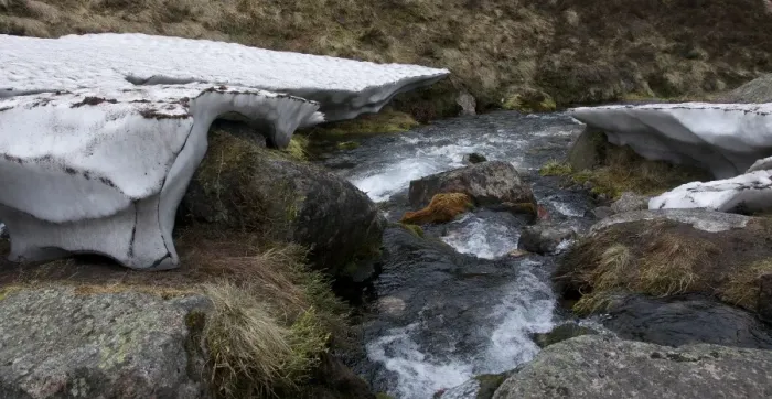 Framed Print : Collapsed snow bridge over river, Lairig Ghru, Cairngorms N. P. Highlands, Scotland, June Framed Print : Collapsed snow bridge over river, Lairig Ghru, Cairngorms N. P. Highlands, Scotland, June