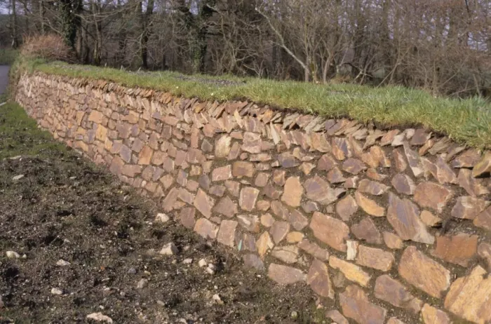 Framed Print : Cornish Hedge, newly constructed earth bank faced with stones, Stithians, Cornwall, England Framed Print : Cornish Hedge, newly constructed earth bank faced with stones, Stithians, Cornwall, England