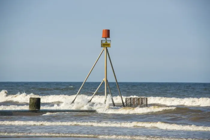 Framed Print : Danger, Hazardous Area sign on drainage outfall into sea, Anderby Creek, Lincolnshire, England, June Framed Print : Danger, Hazardous Area sign on drainage outfall into sea, Anderby Creek, Lincolnshire, England, June