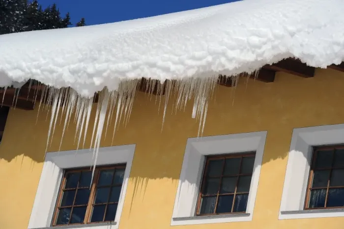 Framed Print : Deep snow and icicles on roof, Davos, Graubunden, Swiss Alps, Switzerland, january Framed Print : Deep snow and icicles on roof, Davos, Graubunden, Swiss Alps, Switzerland, january