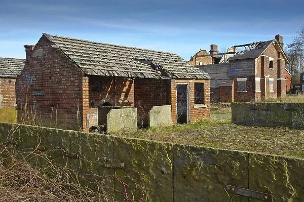 Derelict farmhouse and farm buildings, Burscough, Southwest Lancashire, England, february