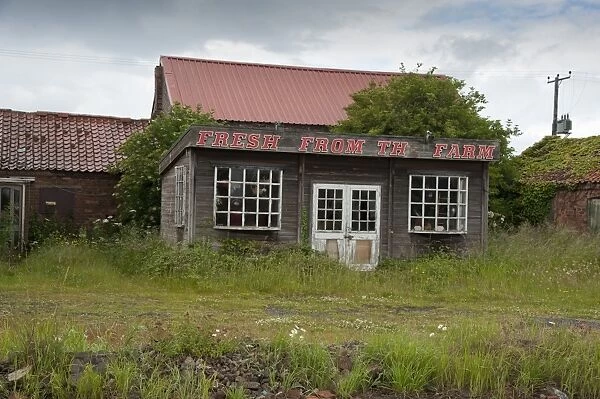 Disused farm shop, Haxey, Isle of Axholme, Lincolnshire, England, june