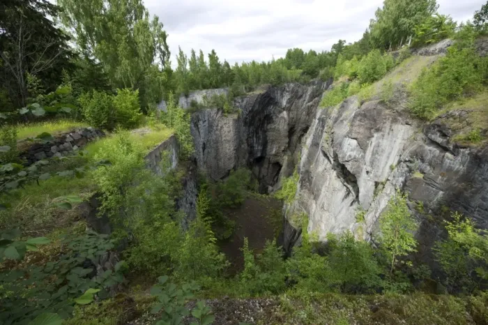 Framed Print : Disused iron ore open-pit mine, Dannemora Mine, Uppland, Sweden, july Framed Print : Disused iron ore open-pit mine, Dannemora Mine, Uppland, Sweden, july
