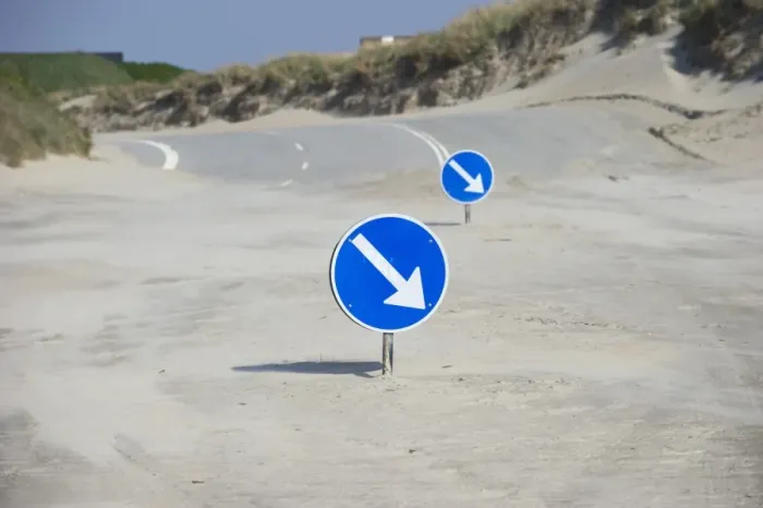 Framed Print : Driving direction signs on sandy beach at start of road, Romo, Wadden Sea Islands, Denmark, may Framed Print : Driving direction signs on sandy beach at start of road, Romo, Wadden Sea Islands, Denmark, may