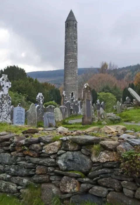 Framed Print : Early Medieval monastic building and graveyard, Round Tower, Glendalough Monastic Site, Wicklow Way Walking Route Framed Print : Early Medieval monastic building and graveyard, Round Tower, Glendalough Monastic Site, Wicklow Way Walking Route