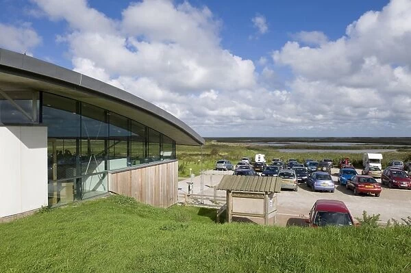 Eco visitor centre and reserve carpark, Cley Marshes, Norfolk Wildlife Trust Reserve, Cley-next-the-Sea, Norfolk