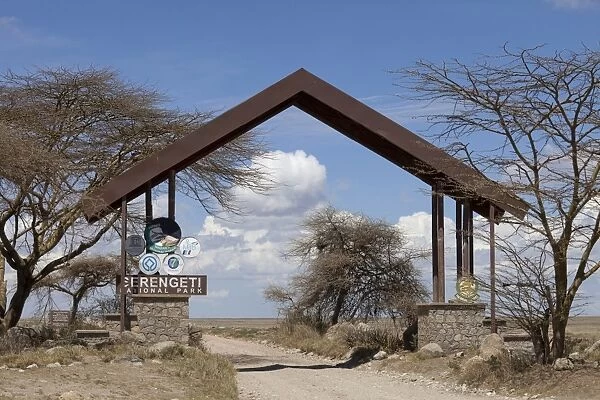 Entrance gate to national park, Serengeti N. P. Tanzania, December