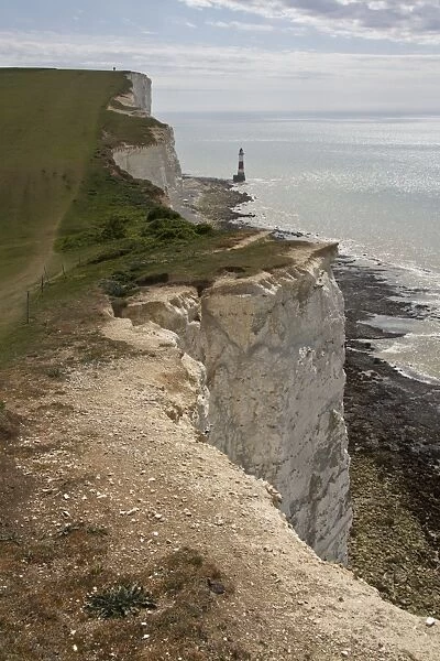 Erosion of the white chalk cliffs at Beachy Head, East Sussex