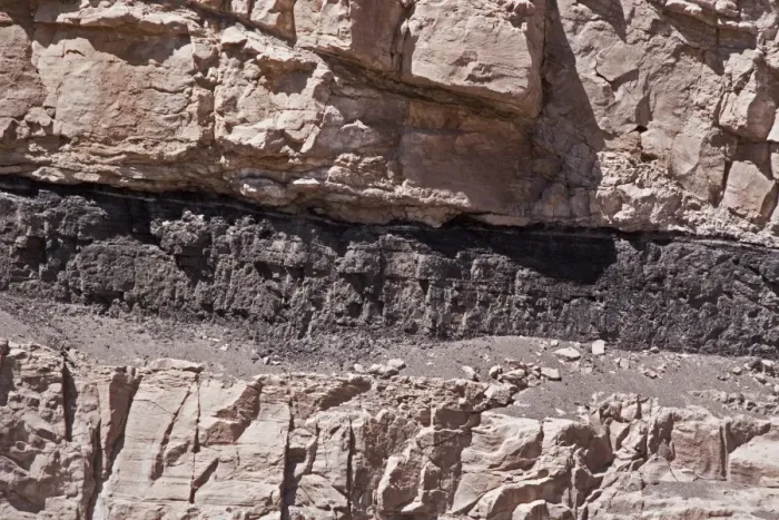 Framed Print : Exposed Bituminous coal seams in Utah # America. Bituminous coal is a dense sedimentary rock Framed Print : Exposed Bituminous coal seams in Utah # America. Bituminous coal is a dense sedimentary rock