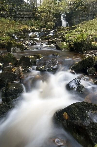 Fast-flowing river, cascades and waterfall, Scar House Falls, between Thwaite and Muker, Swaledale