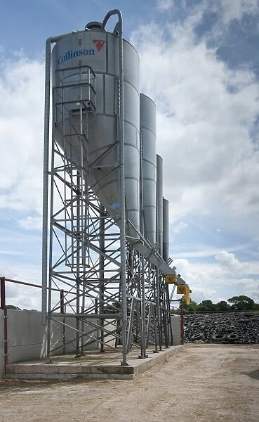 Feed hoppers for storing feed for dairy cattle, Flintshire, North Wales, july