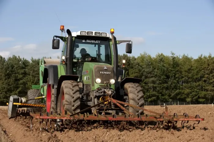 Framed Print : Fendt 716 tractor with stone picker, going over newly ploughed field, England, september Framed Print : Fendt 716 tractor with stone picker, going over newly ploughed field, England, september