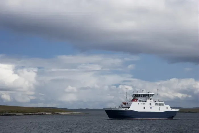 Framed Print : Ferry boat at sea, Yell, Shetland Islands, Scotland, June Framed Print : Ferry boat at sea, Yell, Shetland Islands, Scotland, June