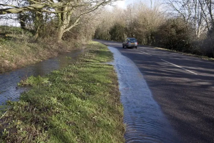 Framed Print : Flooded ditch overflowing into road, Aldingbourne, near Bognor Regis, West Sussex, England, February 2014 Framed Print : Flooded ditch overflowing into road, Aldingbourne, near Bognor Regis, West Sussex, England, February 2014
