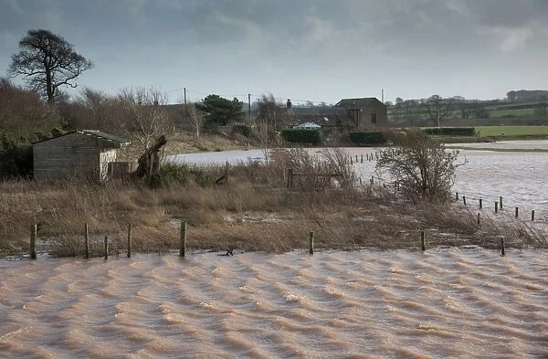Flooded farmland, near Wigton, Cumbria, England, January