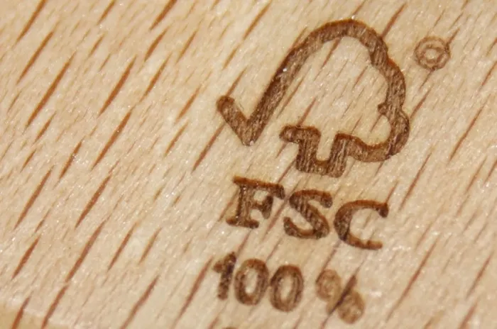 Framed Print : Forest Stewardship Council (FSC) label on wooden product Framed Print : Forest Stewardship Council (FSC) label on wooden product